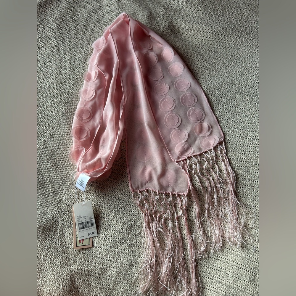 NWT pink dot with tassel scarf
